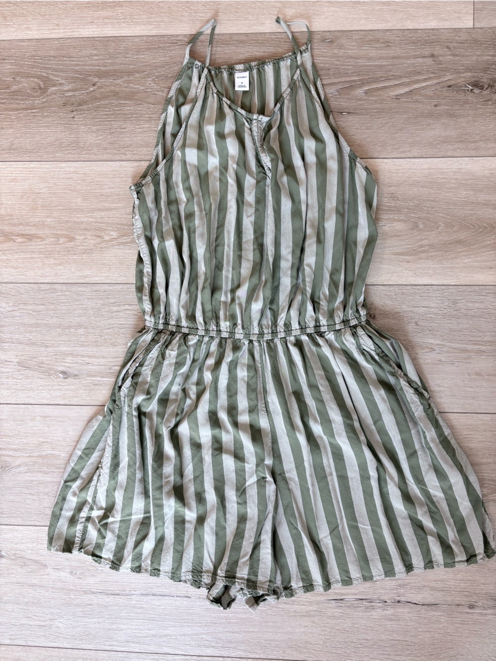 Old Navy Green Striped Romper